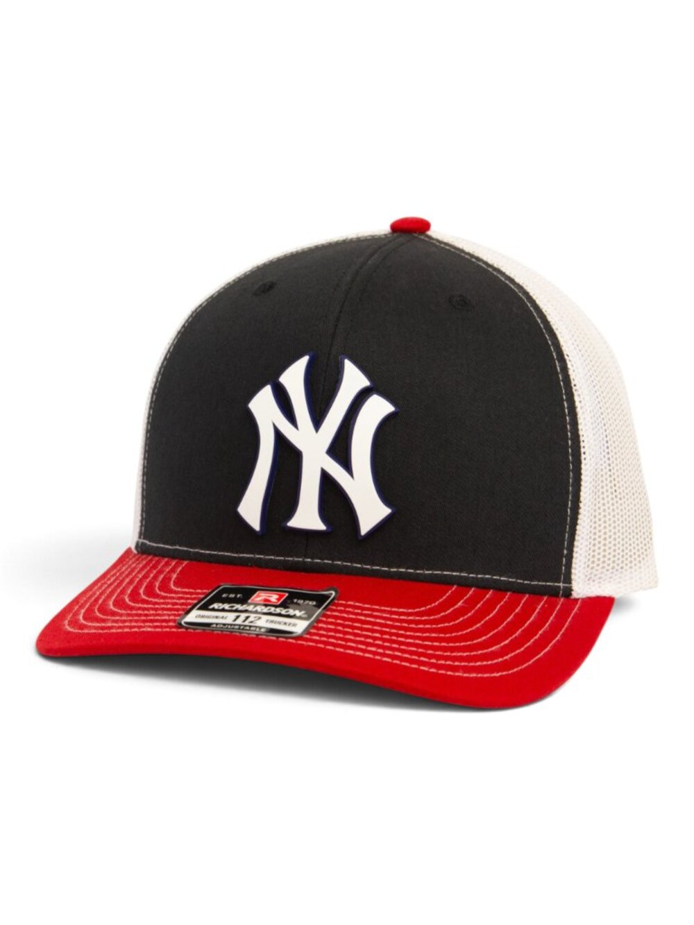 New York Yankees NY White 3D Snapback Trucker Hat- Black/ White/ Red